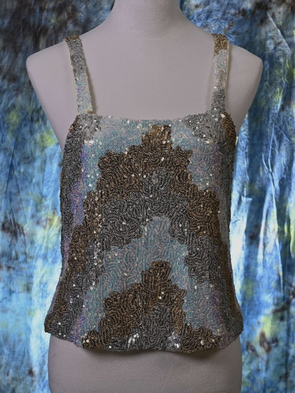 Anthropologie mesh sequin tank top.